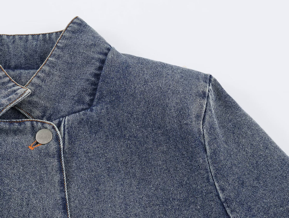 Women's Stand Collar Short Denim Jacket