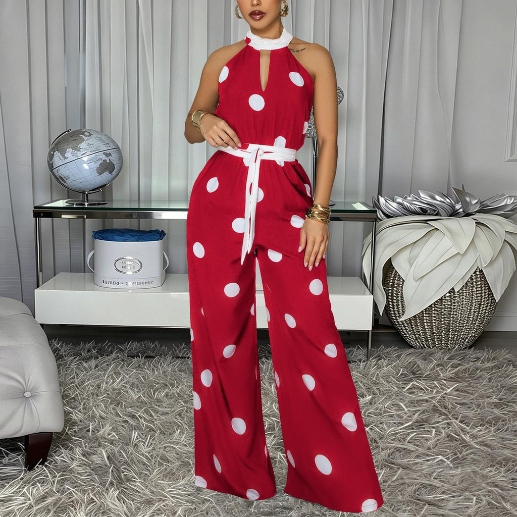 Women's Wave-Print Halter Jumpsuit