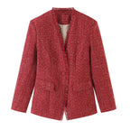 Women's V-Neck Single-Breasted Office Blazer