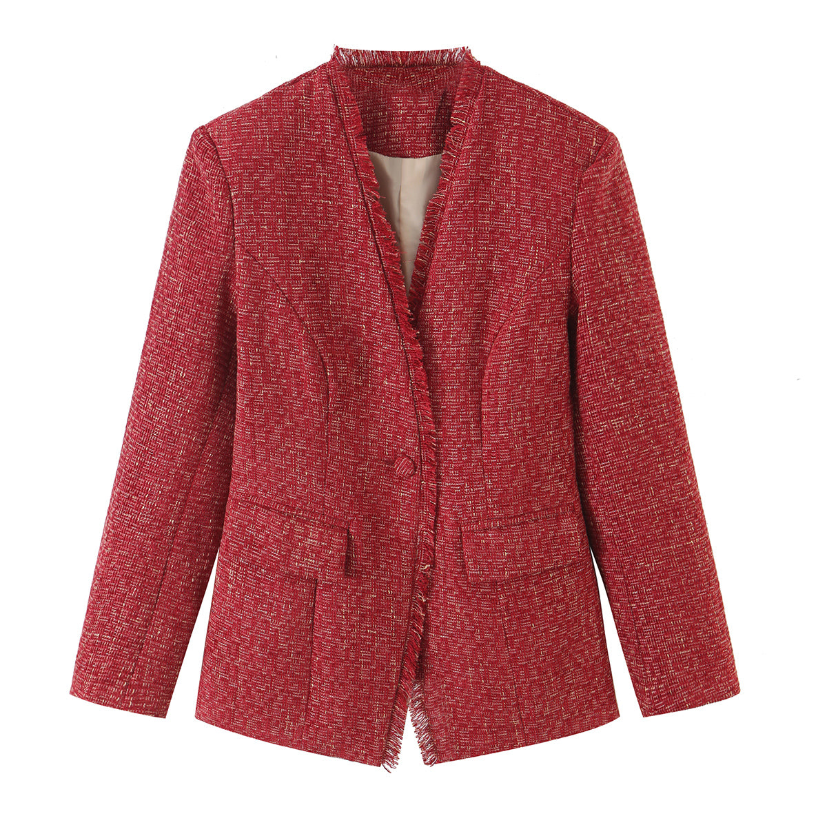 Women's V-Neck Single-Breasted Office Blazer
