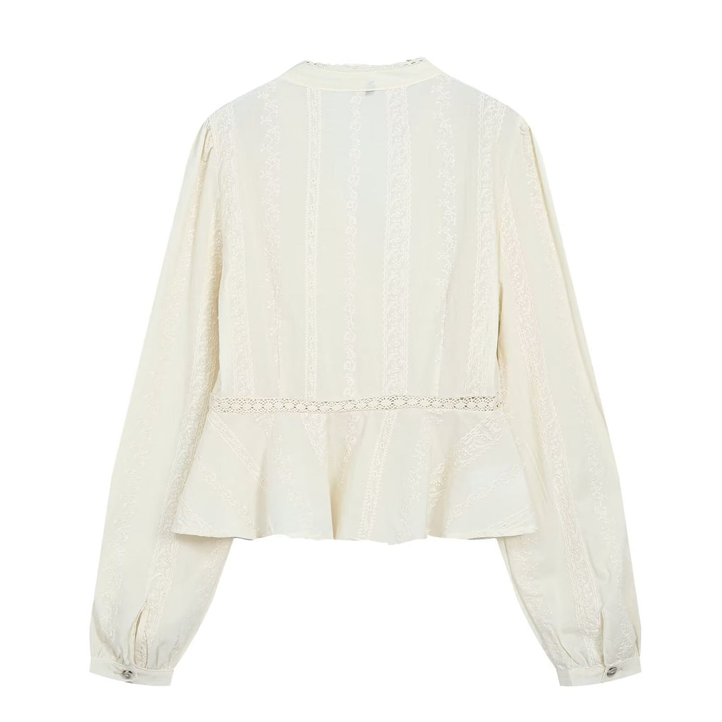 Women's Lace-Embroidered Romantic Blouse