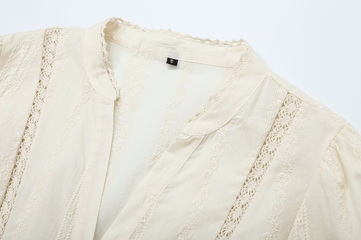Women's Lace-Embroidered Romantic Blouse