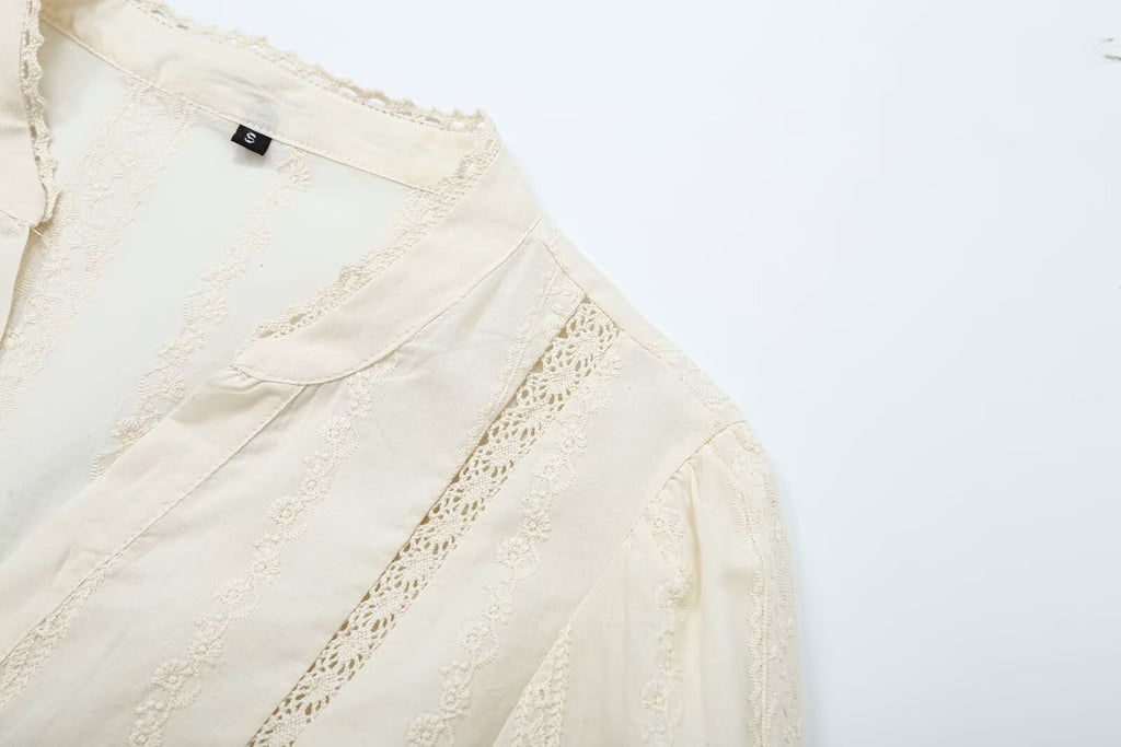 Women's Lace-Embroidered Romantic Blouse