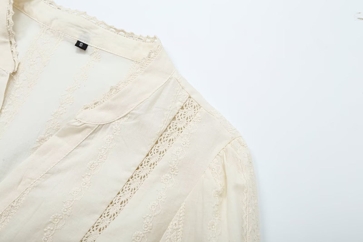 Women's Lace-Embroidered Romantic Blouse