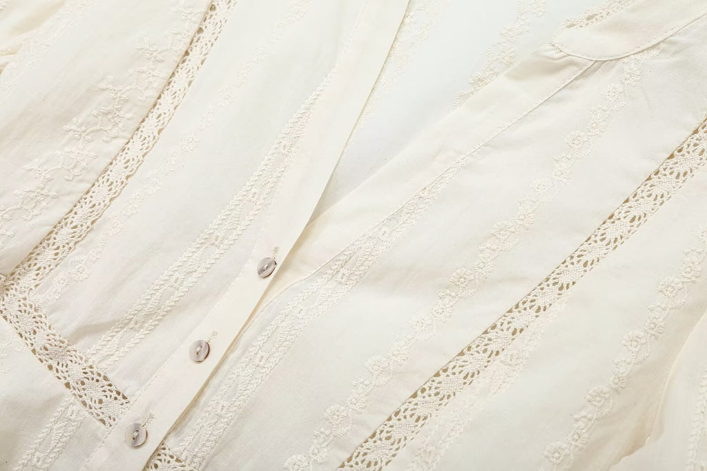Women's Lace-Embroidered Romantic Blouse