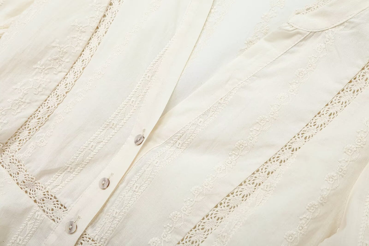 Women's Lace-Embroidered Romantic Blouse