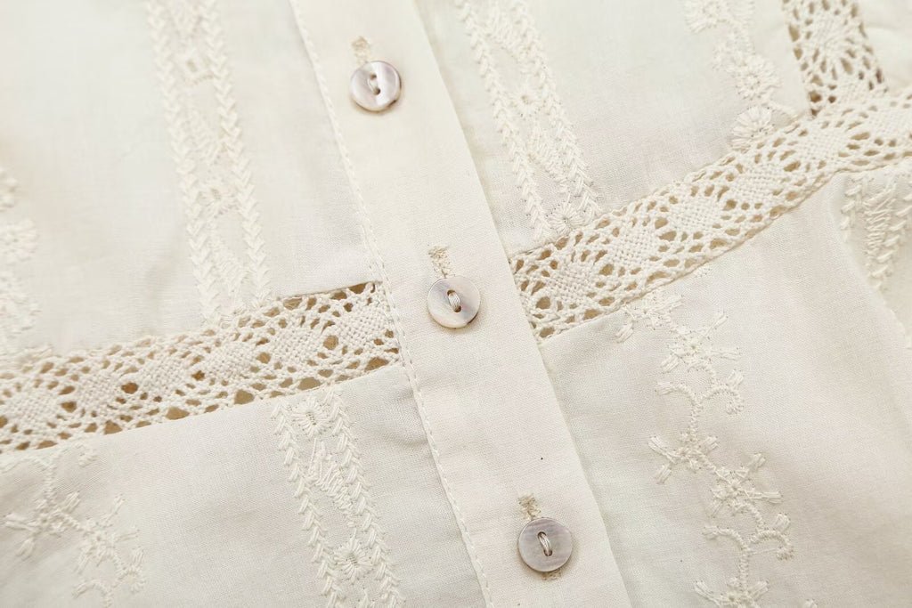 Women's Lace-Embroidered Romantic Blouse