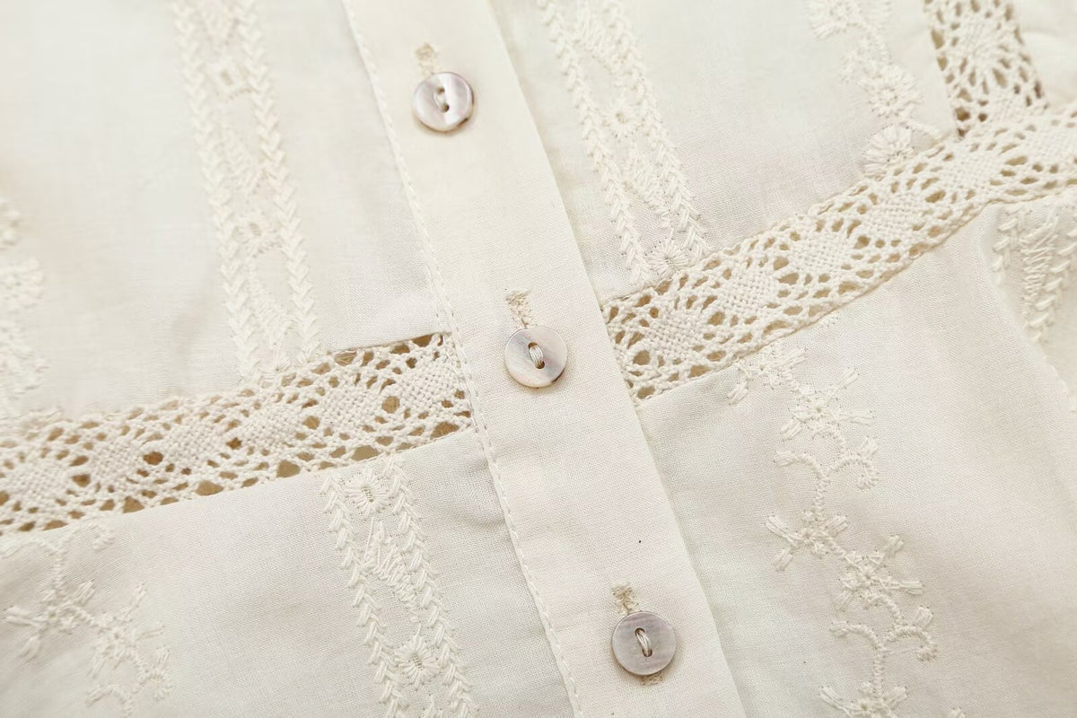 Women's Lace-Embroidered Romantic Blouse