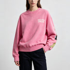 Women's White & Pink Graphic Pullover Sweater