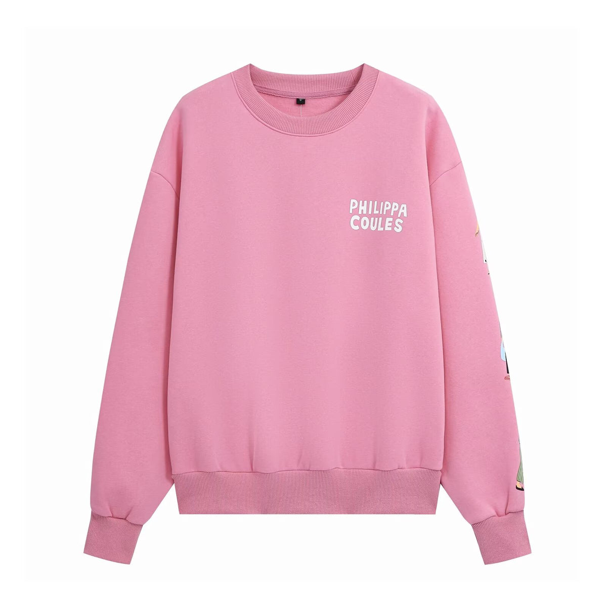 Women's White & Pink Graphic Pullover Sweater