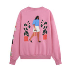 Women's White & Pink Graphic Pullover Sweater
