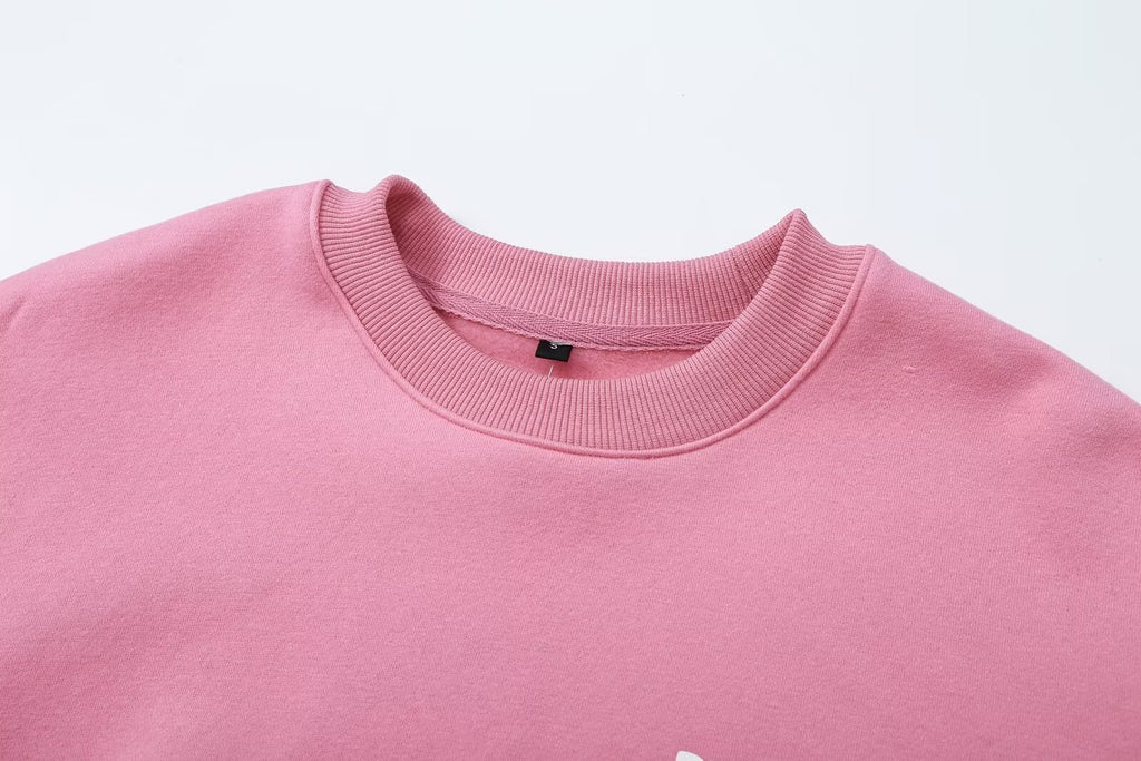 Women's White & Pink Graphic Pullover Sweater