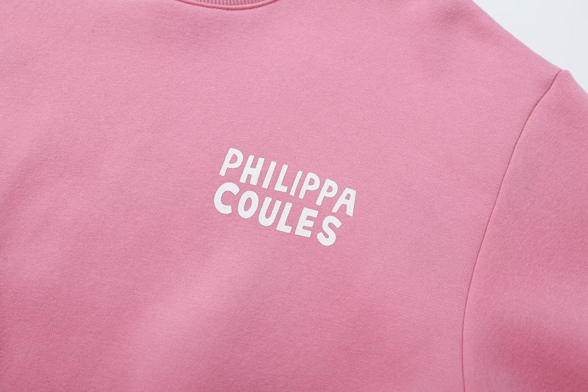 Women's White & Pink Graphic Pullover Sweater