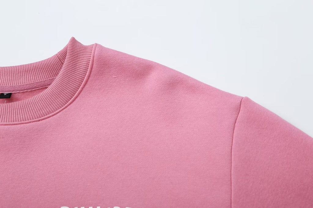 Women's White & Pink Graphic Pullover Sweater