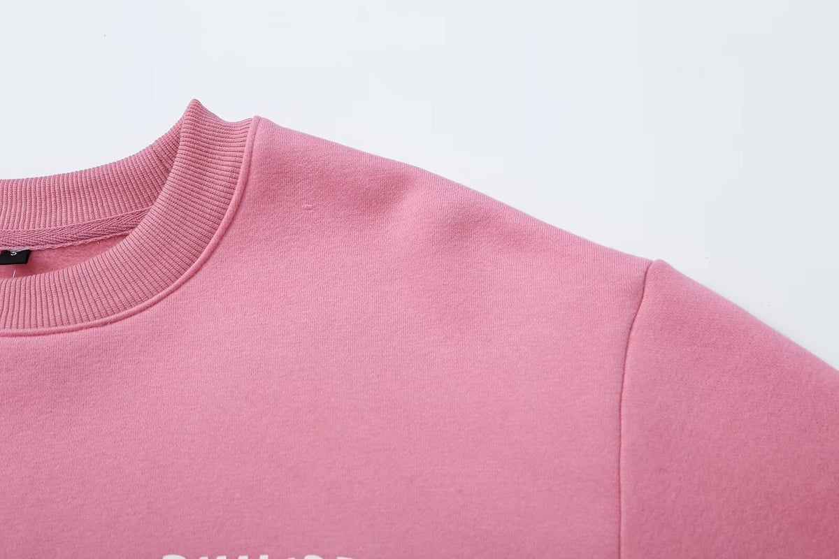 Women's White & Pink Graphic Pullover Sweater
