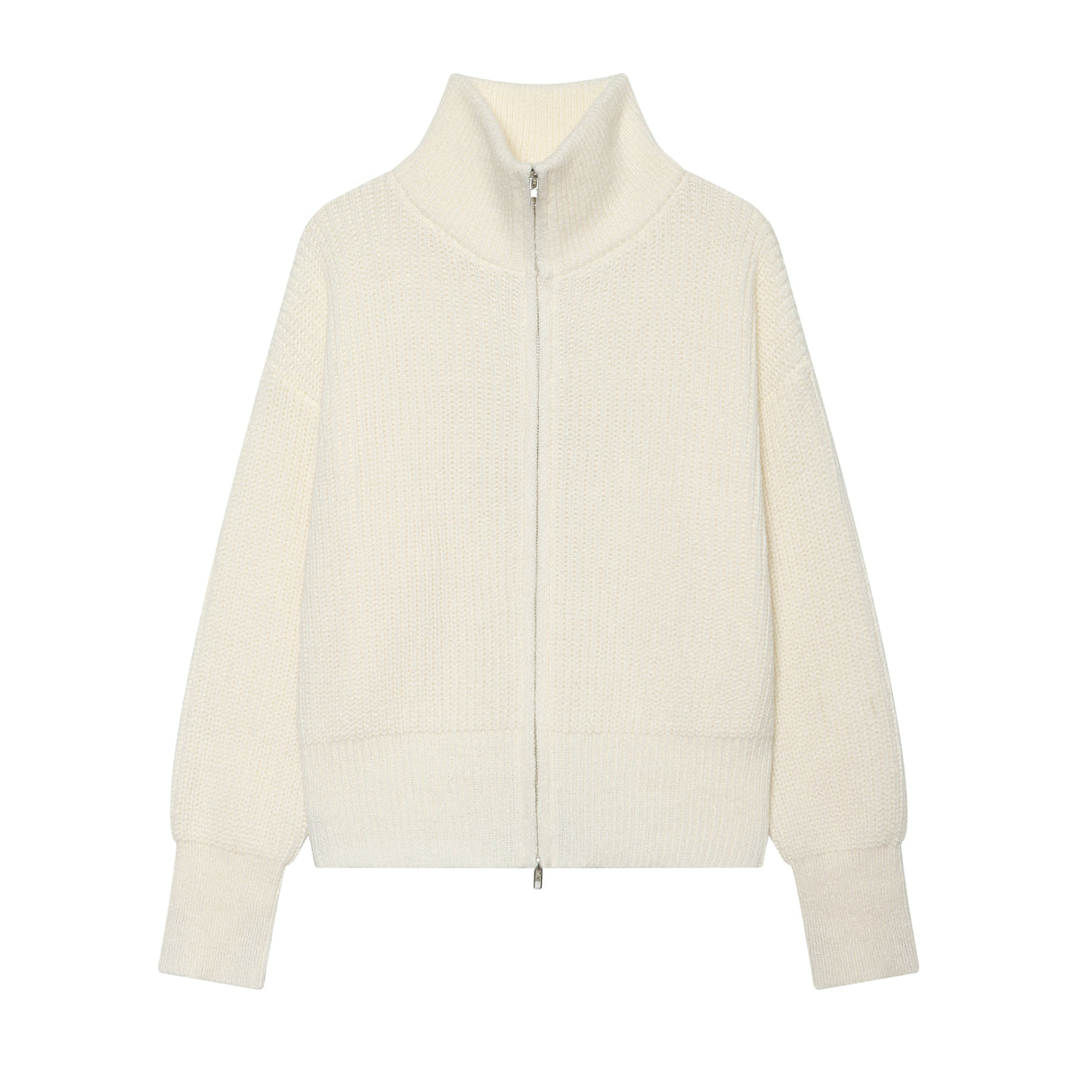 Women's Double-Zip Stand-Collar Sweater Coat