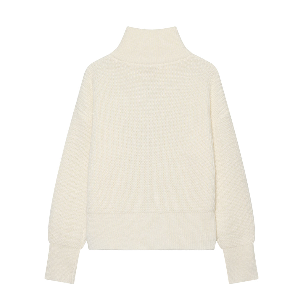 Women's Double-Zip Stand-Collar Sweater Coat