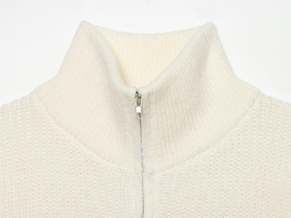 Women's Double-Zip Stand-Collar Sweater Coat