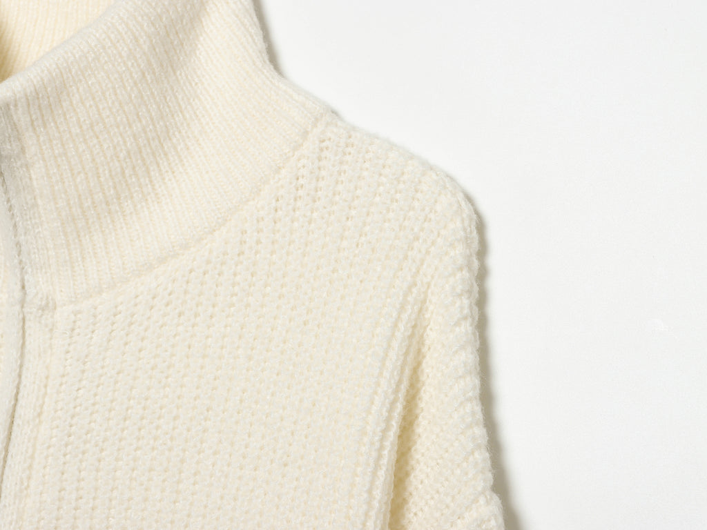 Women's Double-Zip Stand-Collar Sweater Coat