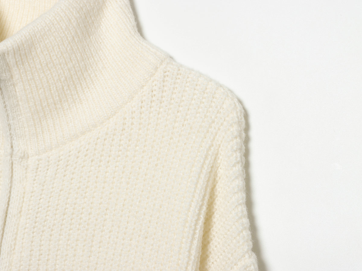 Women's Double-Zip Stand-Collar Sweater Coat