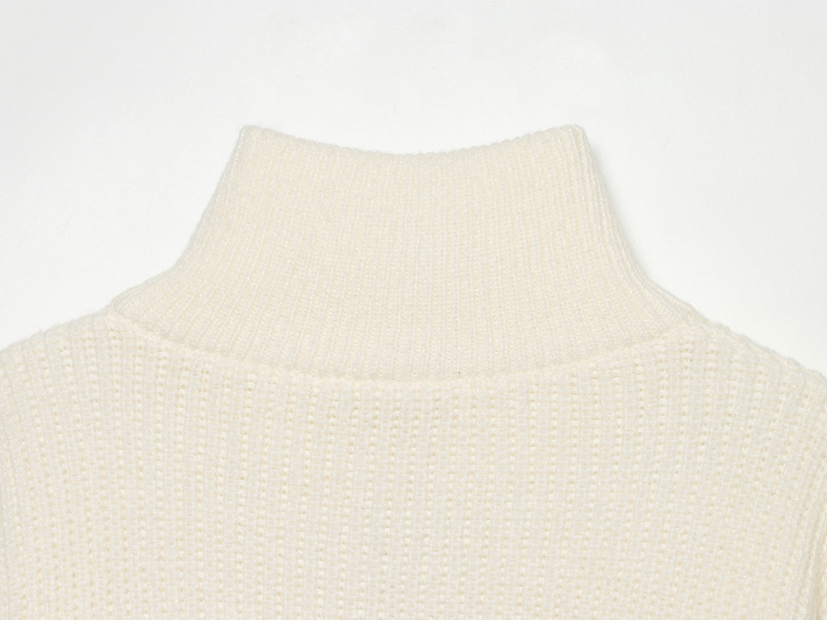 Women's Double-Zip Stand-Collar Sweater Coat