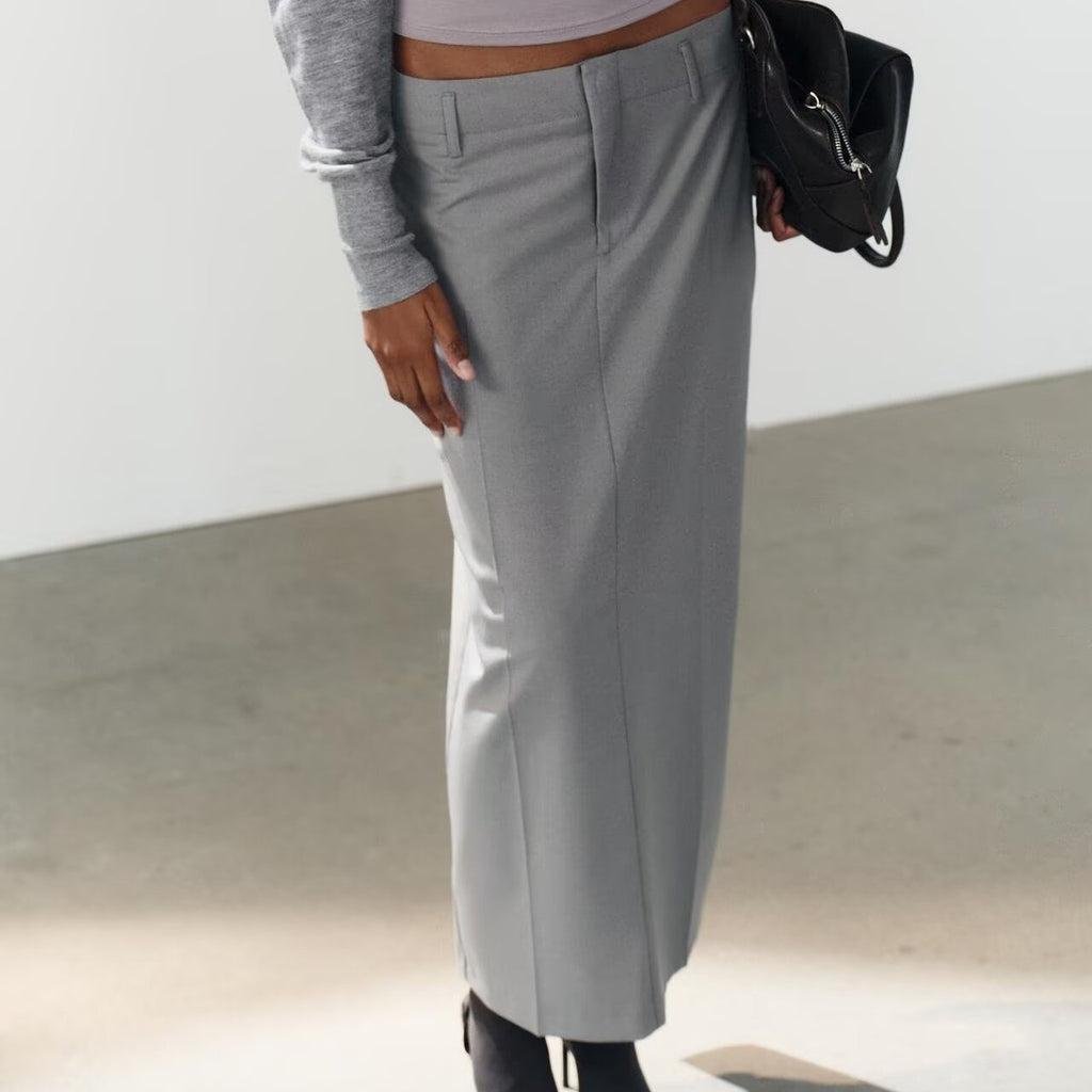 Women's High-Waist Back-Slit Midi Skirt