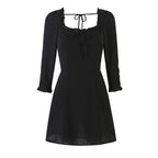 Women's Lace-Up Bow Detail Long-Sleeve Dress