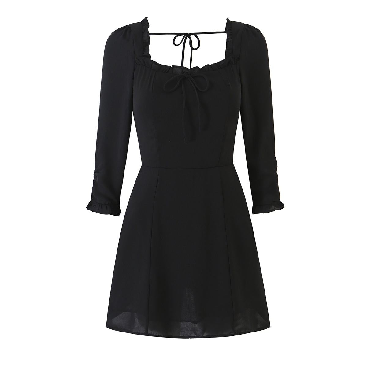Women's Lace-Up Bow Detail Long-Sleeve Dress
