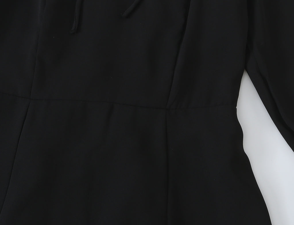 Women's Lace-Up Bow Detail Long-Sleeve Dress