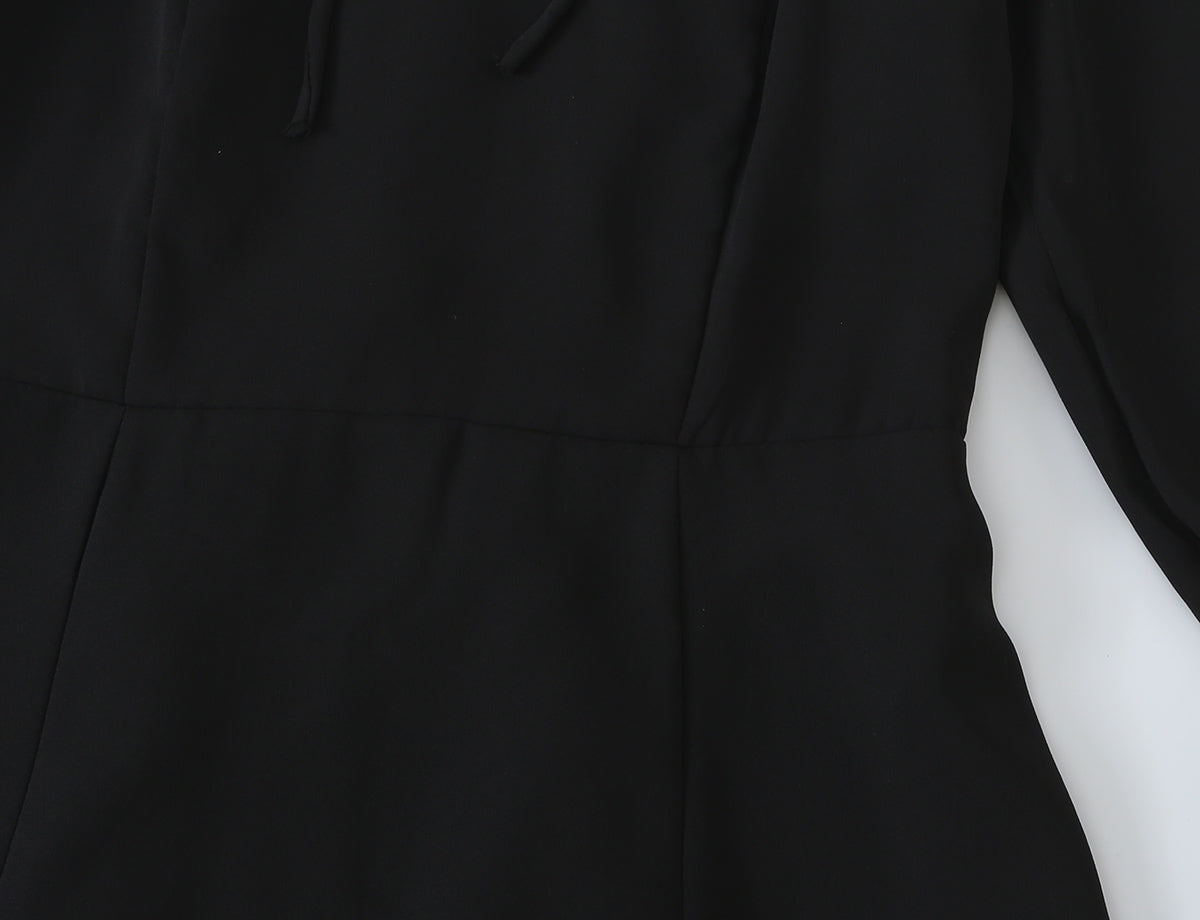 Women's Lace-Up Bow Detail Long-Sleeve Dress