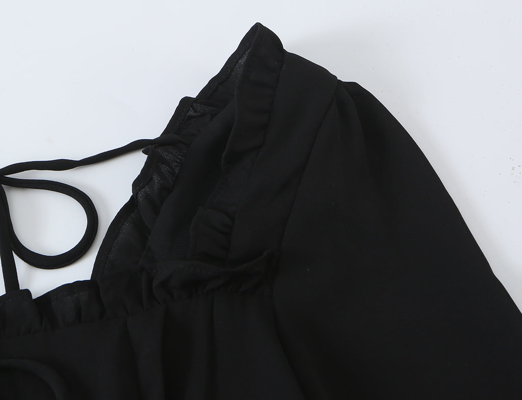Women's Lace-Up Bow Detail Long-Sleeve Dress