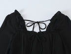 Women's Lace-Up Bow Detail Long-Sleeve Dress