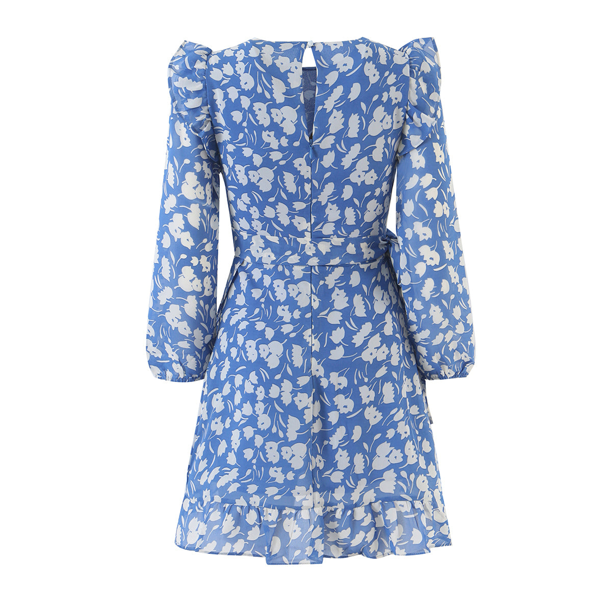 Women's Retro Printed High-Waist Flounce Dress