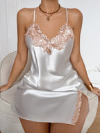Women's Lace Backless Satin Nightdress