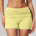 Women's Flanging Yoga Shorts High Waist Hip Lift Three