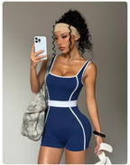 Women's Seamless Color-Block Fitness Romper