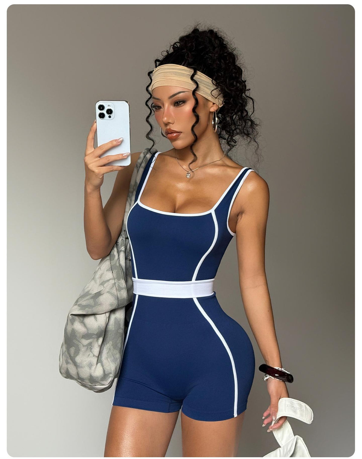 Women's Seamless Color-Block Fitness Romper