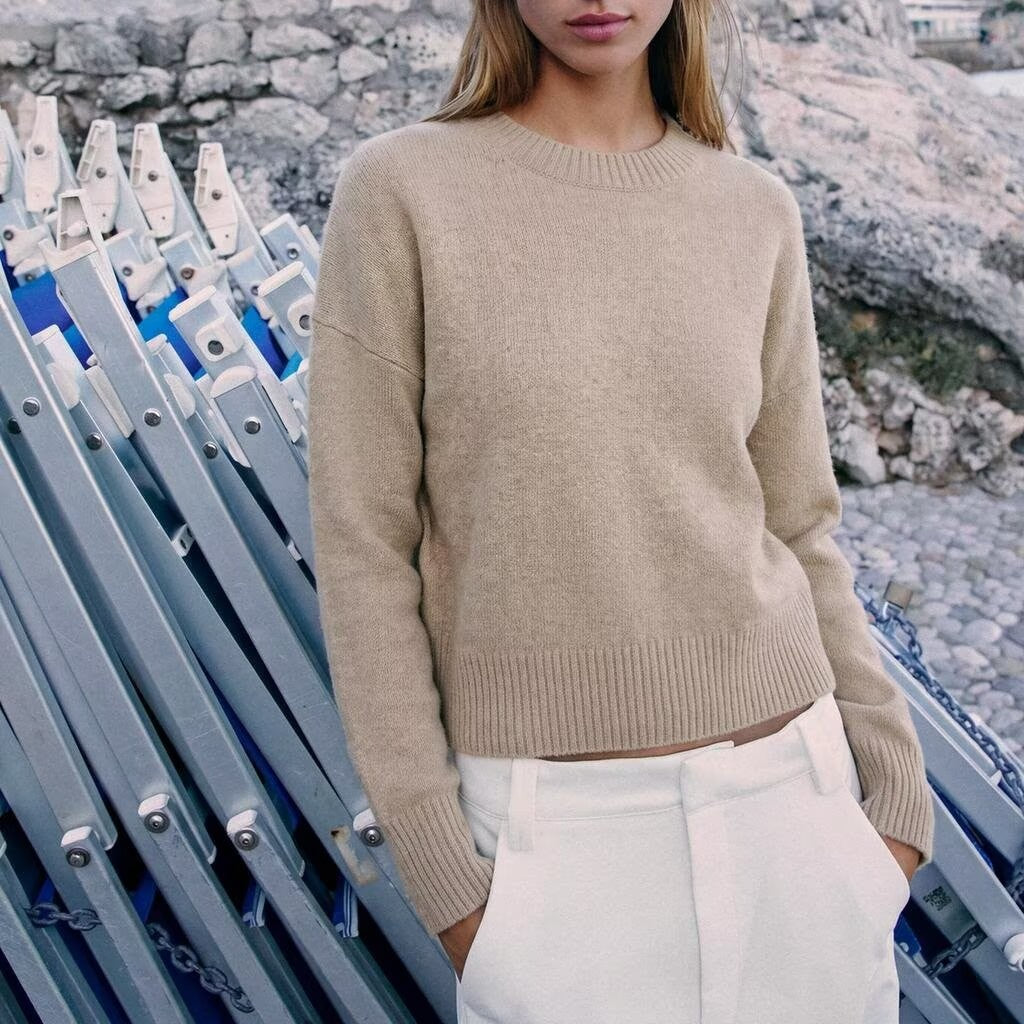 Women's Soft-Touch Round-Neck Long-Sleeve Sweater