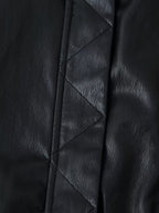 Women's Leather Effect Padded Shoulder Bomber Jacket Coat