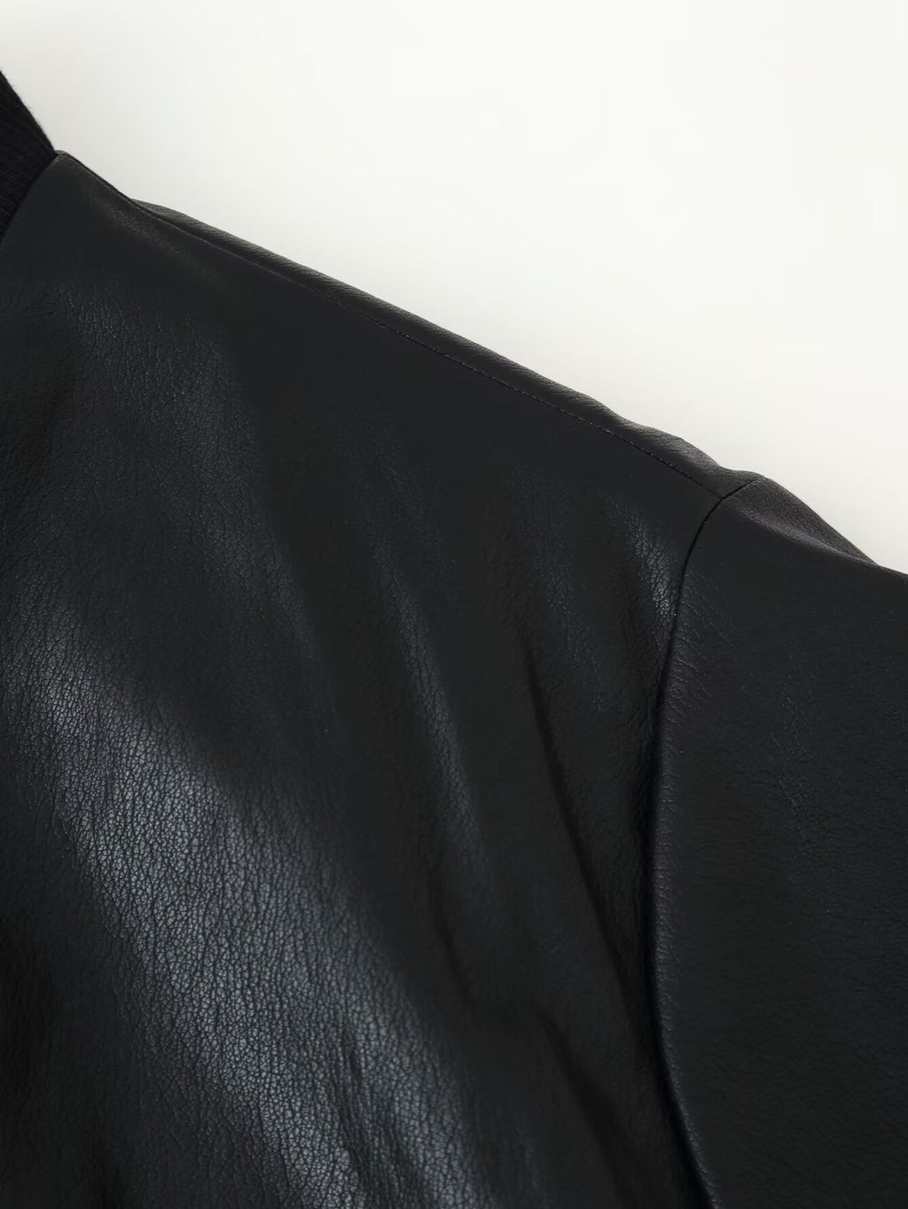 Women's Leather Effect Padded Shoulder Bomber Jacket Coat