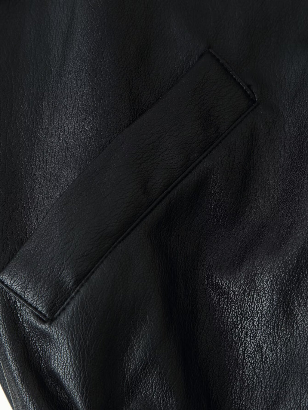 Women's Leather Effect Padded Shoulder Bomber Jacket Coat