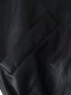 Women's Leather Effect Padded Shoulder Bomber Jacket Coat