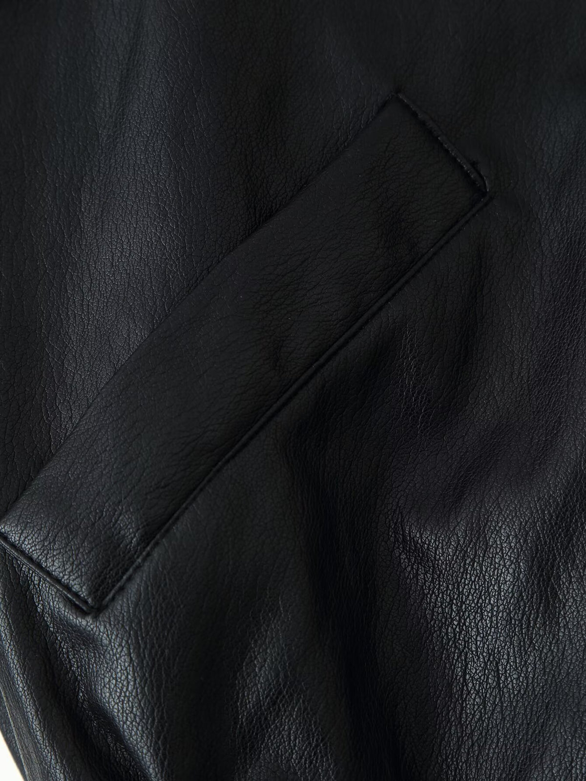 Women's Leather Effect Padded Shoulder Bomber Jacket Coat