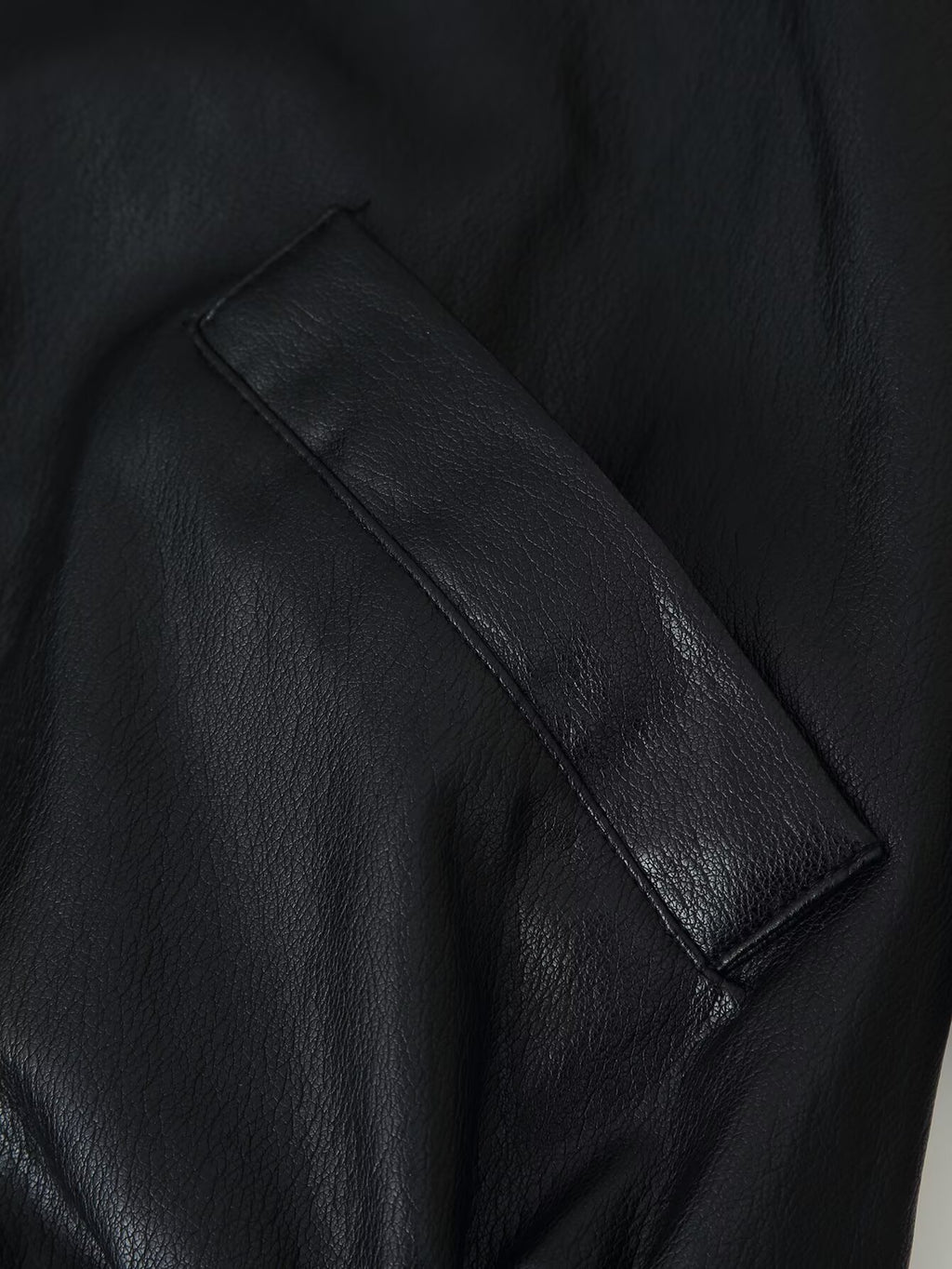 Women's Leather Effect Padded Shoulder Bomber Jacket Coat