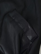 Women's Leather Effect Padded Shoulder Bomber Jacket Coat
