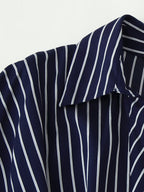 Women's Half Sleeve Polo Collar Stripes Dress