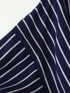 Women's Half Sleeve Polo Collar Stripes Dress
