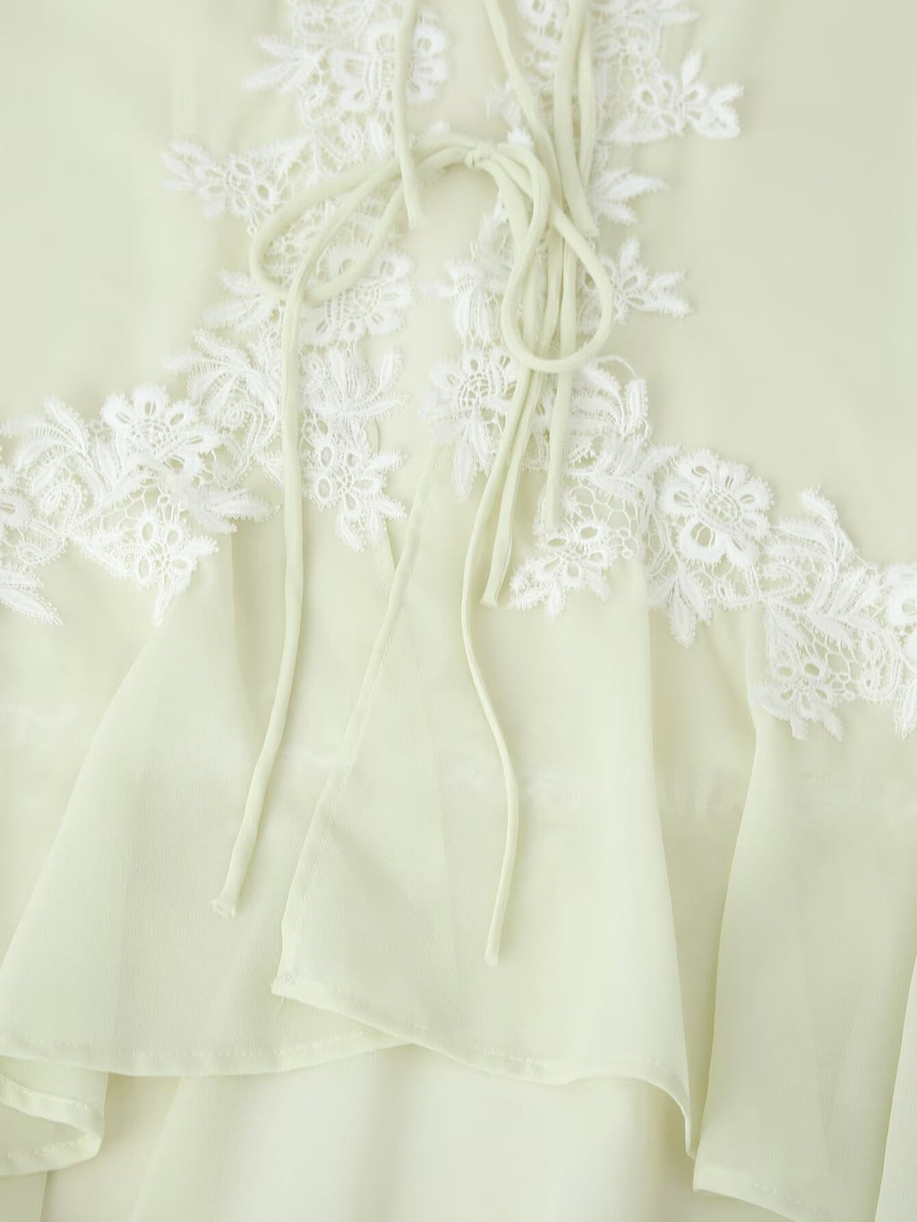 Women's Collared Lace Stitching Embroidery Tie Neck Lantern Sleeve Shirt Bohemian