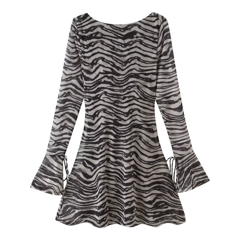 Women's Animal Print Long Sleeve Dress