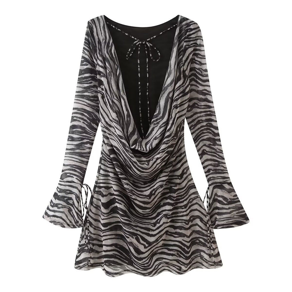 Women's Animal Print Long Sleeve Dress
